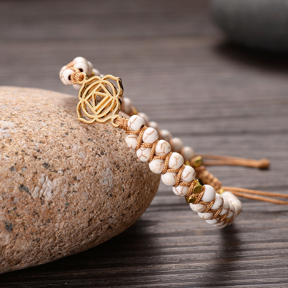 7 Chakras Energy Bracelet with Natural Turquoise Beads