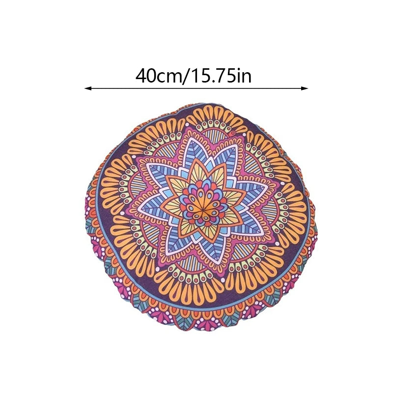 Linen Round Meditation Cushion – Boho Seat Pad for Home & Ritual Spaces