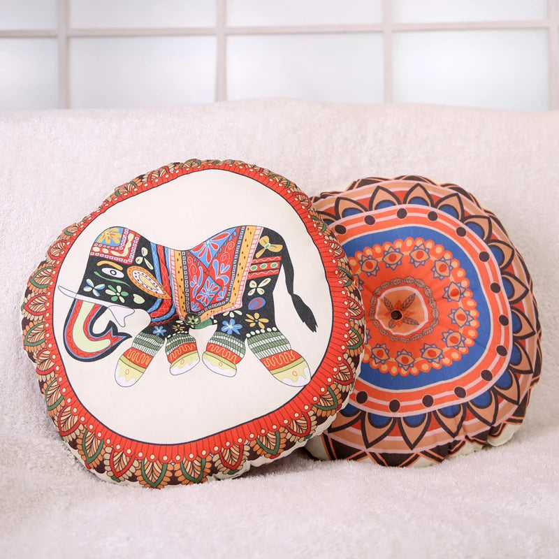 Linen Round Meditation Cushion – Boho Seat Pad for Home & Ritual Spaces
