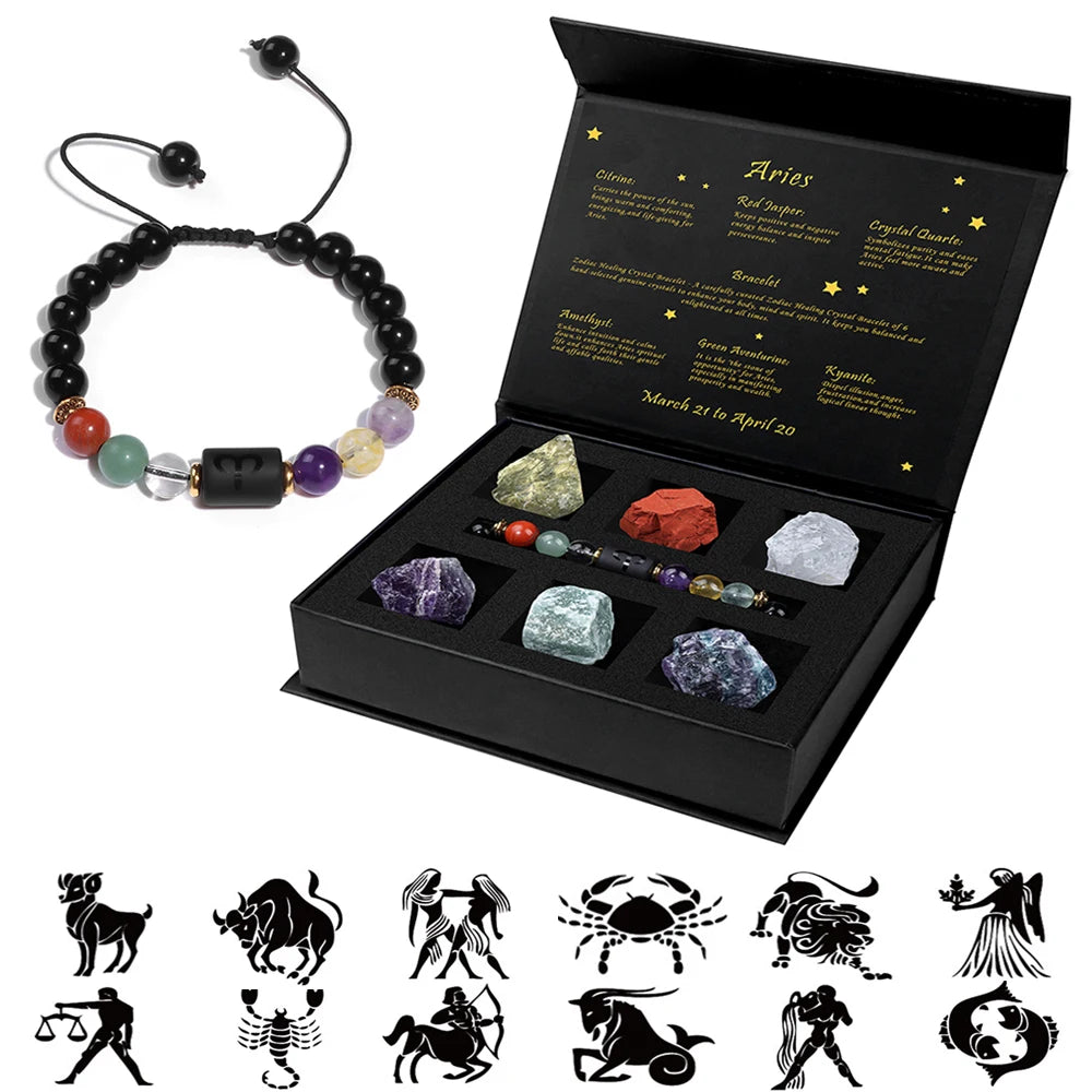 Celestial Balance: 12 Constellation Natural Stone Bracelet (Unisex)