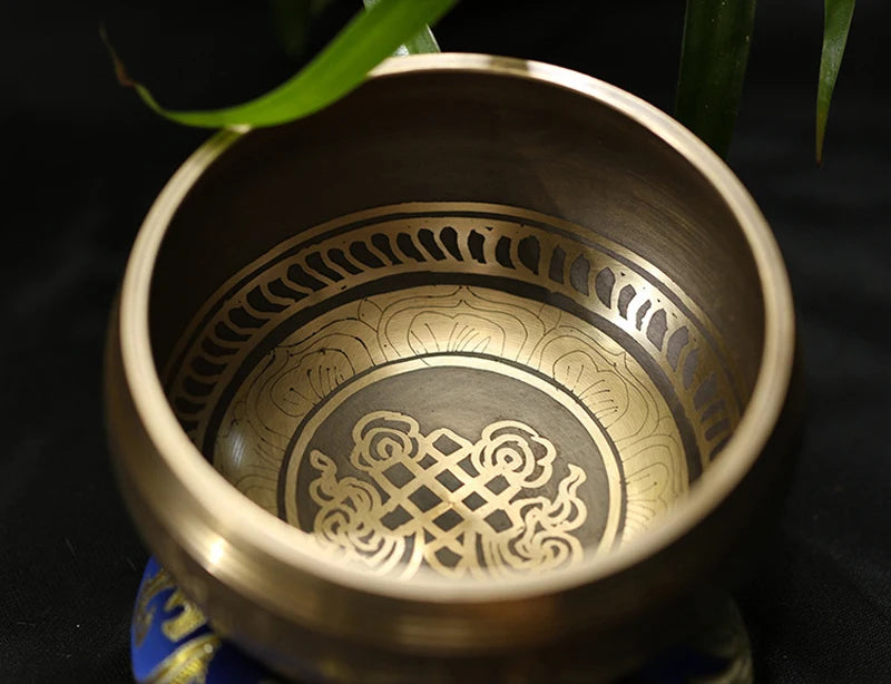 Tibetan Singing Bowl with Wooden Mallet & Mat