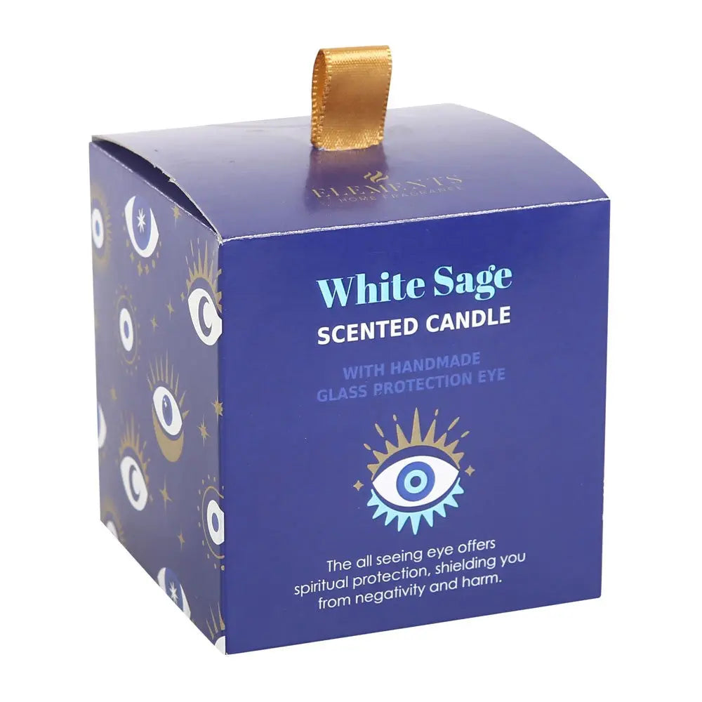All-Seeing Eye | White Sage Protection Candle with Sodalite Crystals