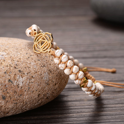 7 Chakras Energy Bracelet with Natural Turquoise Beads